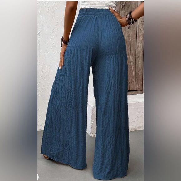 Pinch lounge pants Navy Blue 100% Cotton Wide Leg Pants Elastic Waist S - Picture 3 of 13